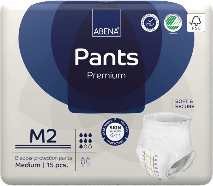 ABENA Pants Premium M2 - 15x Absorberend Broekje, te Dragen als Gewoon Ondergoed - Voor het Verlies van de Hele Blaasinhoud en (Dunne) Ontlasting - Heupomvang 80-110 cm - Absorptie