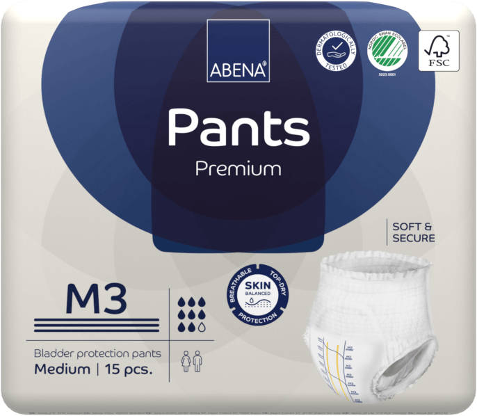 ABENA Pants Premium M3 - 15x Absorberend Broekje, te Dragen als Gewoon Ondergoed - Voor het Verlies van de Hele Blaasinhoud en (Dunne) Ontlasting - Heupomvang 80-110 cm - Absorptie