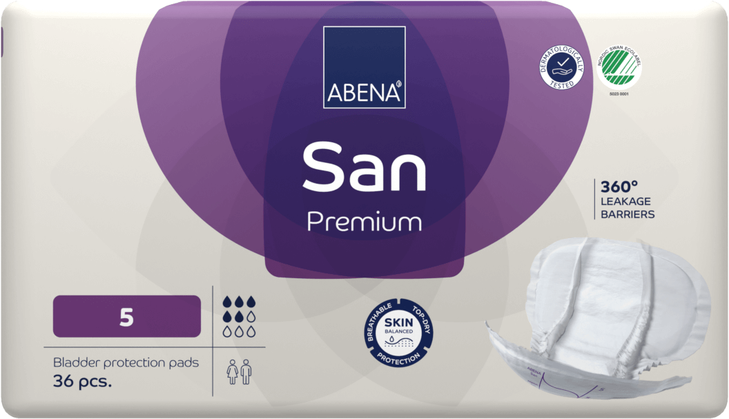 ABENA San 5, 36x Absorberende Inlegger, Pak, te Dragen in aansluitend Ondergoed- Voor Lichte tot Matige Urineverlies - Absorptie 1200 ml, purper