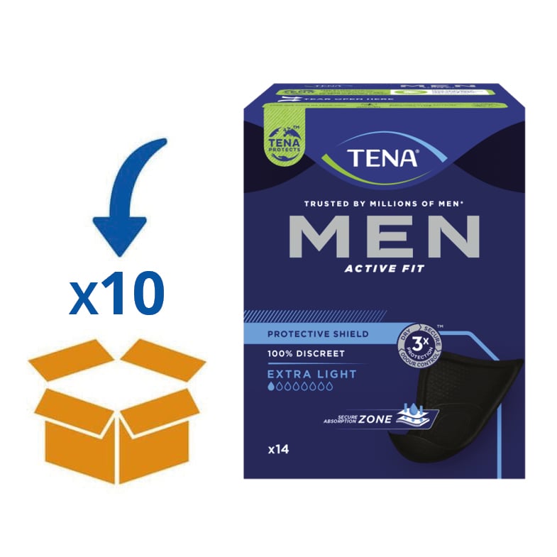 TENA Men (Active Fit) Protective Shield | 10 pakken van 14 stuks